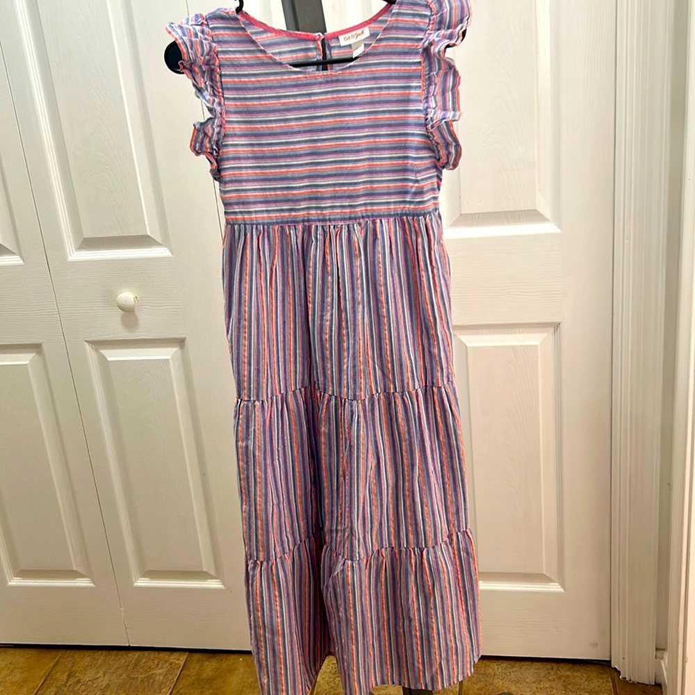 Striped Flutter Sleeve Long style Dress Cat & Jack Large 10/12 Excellent Cond
